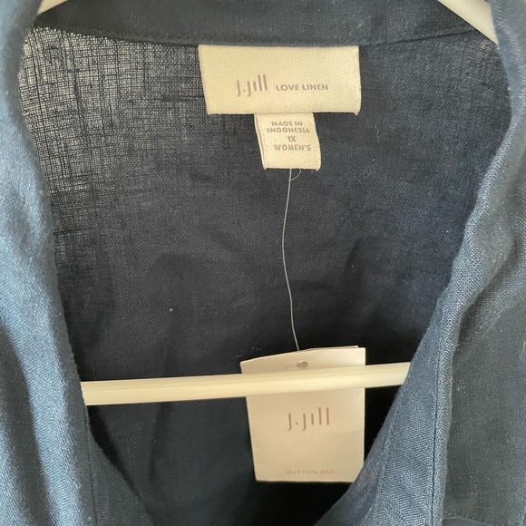 J Jill NWT linen shirt dress.navy Blue - Picture 2 of 4